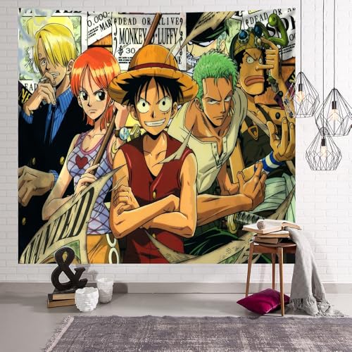 HASTHIP Anime Tapestry, Cartoon Wall Tapestry for Room Decor Monkey D Luffy Group Photo Tapestry Retro Wall Tapestry for Bedroom Livingroom with Installation Accessories, 51x59 inches HASTHIP Anime Tapestry, Cartoon Wall Tapestry for Room Decor Monkey D Luffy Group Photo Tapestry Retro Wall Tapestry for Bedroom Livingroom with Installation Accessories, 51x59 inches